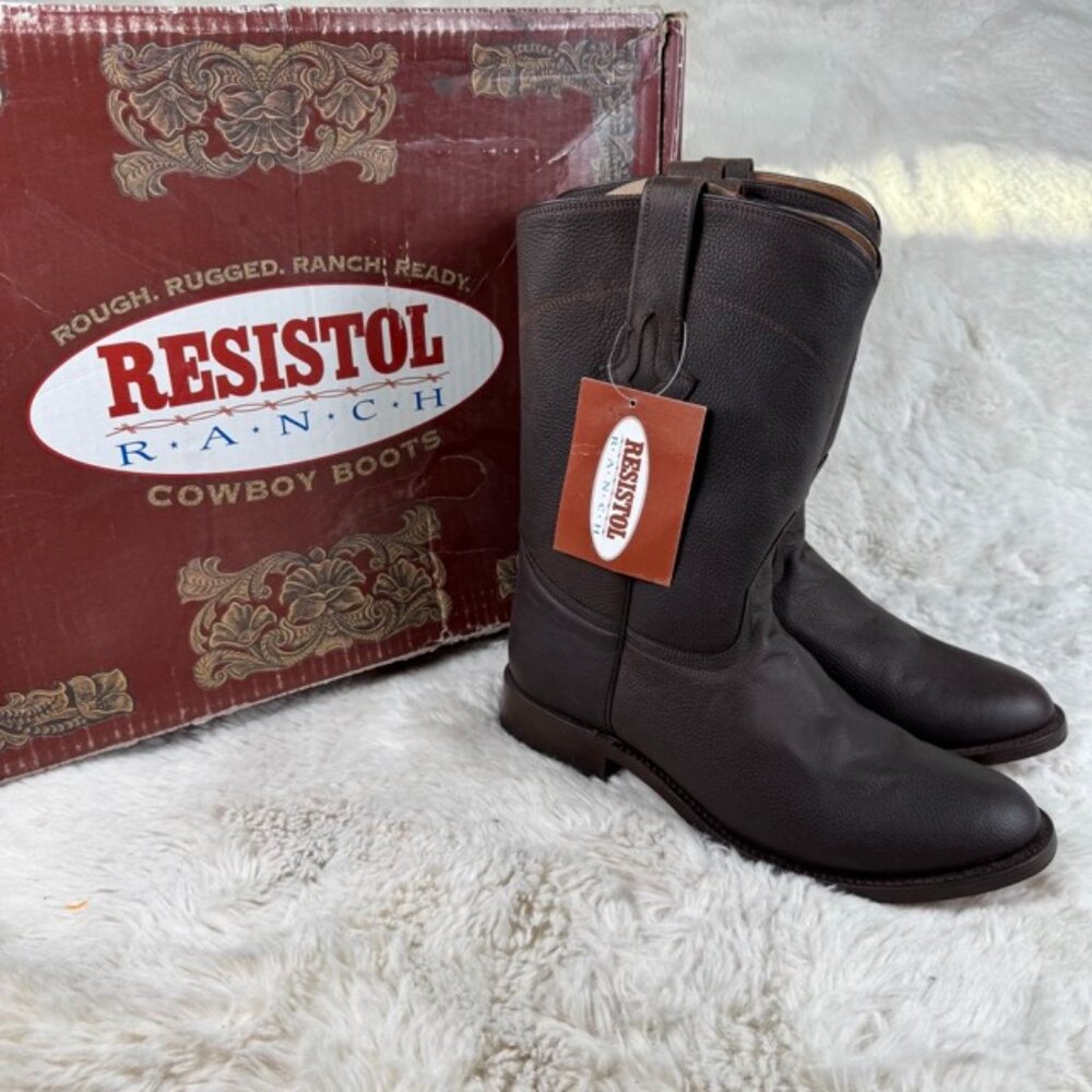 Resistol Ranch Women's Dark Brown Roper Cowboy Western Boots Leather Size 10 C